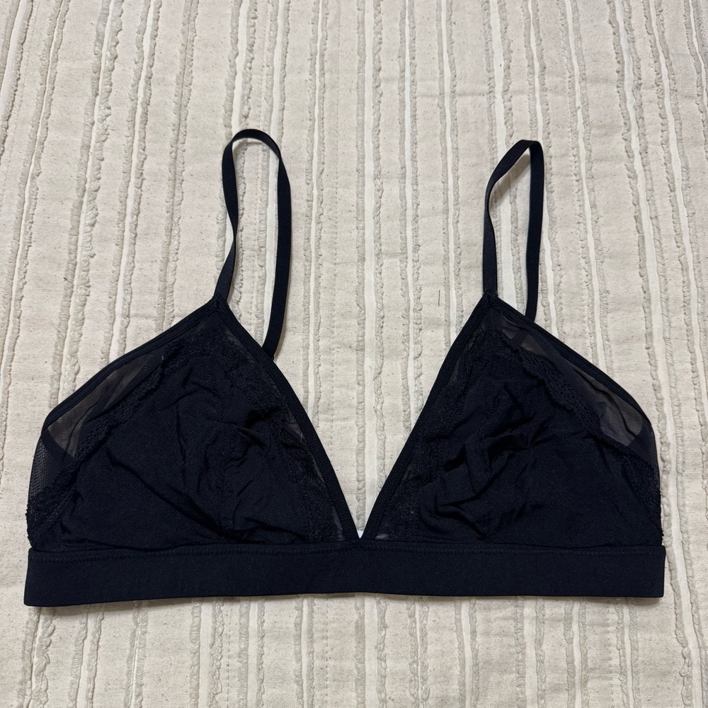 Aerie Black Mesh Trim Triangle Bralette